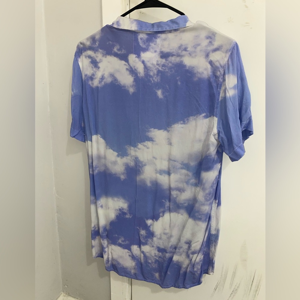 White Clouds on Blue Design Shirt S size